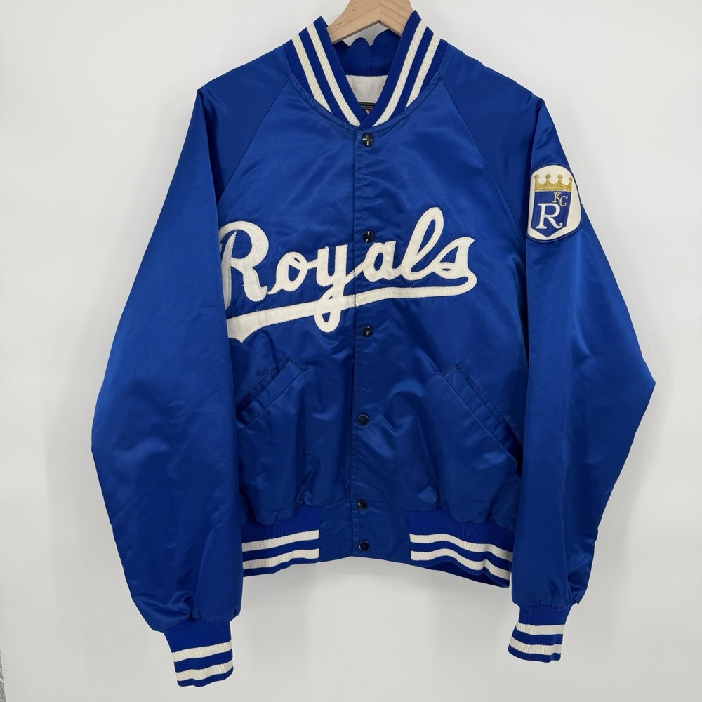 VTG Starter XL 80s 90s Kansas City Royals MLB Satin Bomber Jacket‎ W/Patch Rare